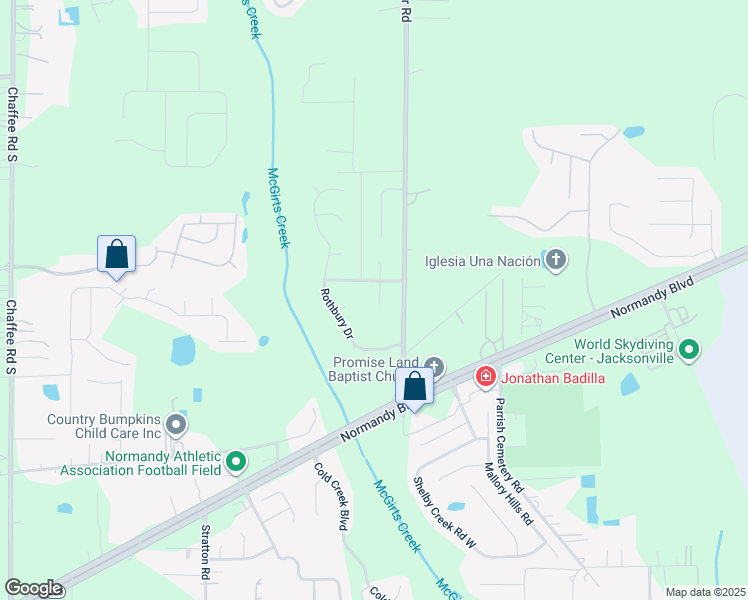 map of restaurants, bars, coffee shops, grocery stores, and more near 2130 Timber Creek Court South in Jacksonville