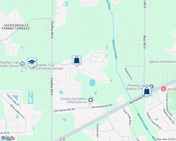 map of restaurants, bars, coffee shops, grocery stores, and more near 2056 Cherokee Cove Trail in Jacksonville