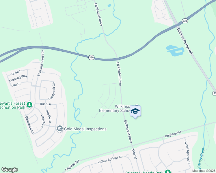 map of restaurants, bars, coffee shops, grocery stores, and more near Ed Kharbat Drive in Conroe