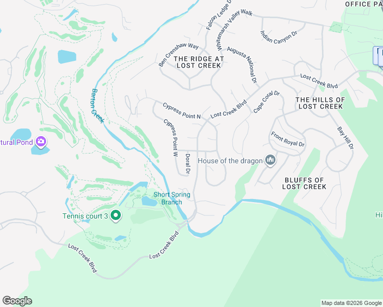 map of restaurants, bars, coffee shops, grocery stores, and more near 2101 Doral Drive in Austin