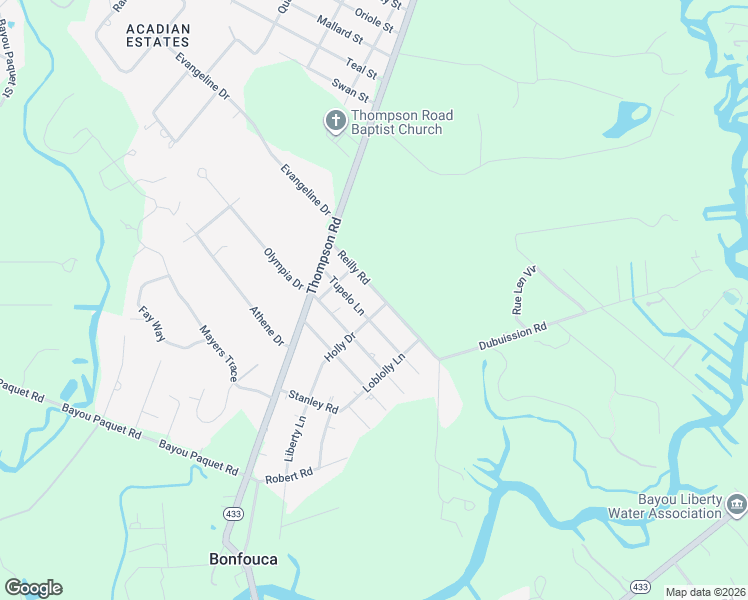 map of restaurants, bars, coffee shops, grocery stores, and more near 34057 Tupelo Lane in Slidell