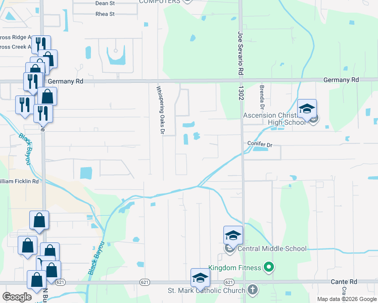 map of restaurants, bars, coffee shops, grocery stores, and more near 41380 Diamond Avenue in Gonzales