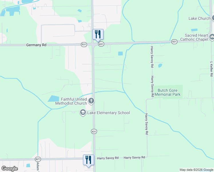 map of restaurants, bars, coffee shops, grocery stores, and more near 44067 La Coulee Road in Saint Amant