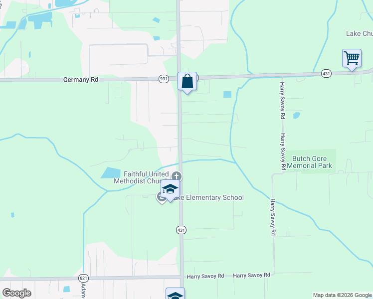map of restaurants, bars, coffee shops, grocery stores, and more near 14344 Louisiana 431 in Saint Amant