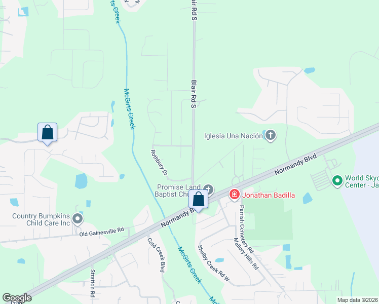 map of restaurants, bars, coffee shops, grocery stores, and more near 2133 Timber Creek Court South in Jacksonville