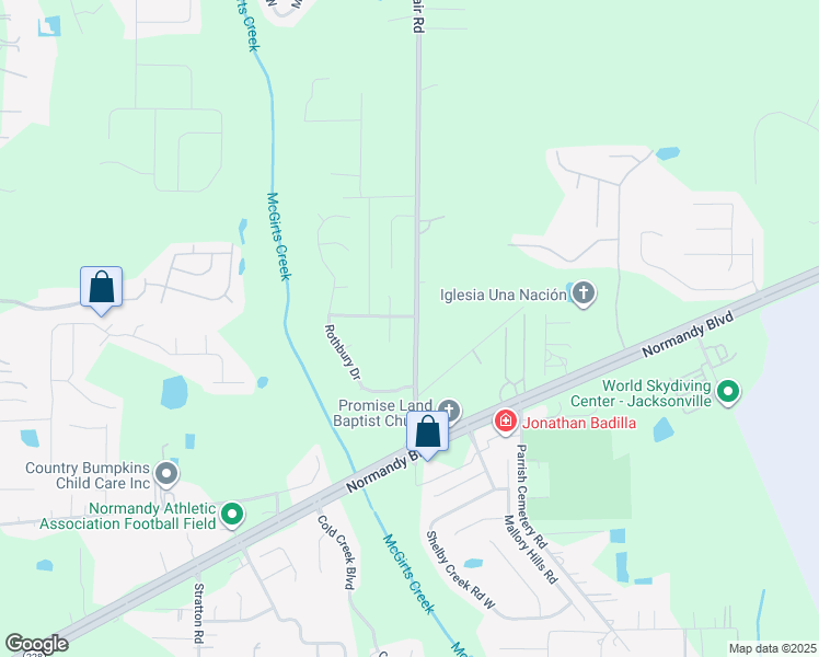 map of restaurants, bars, coffee shops, grocery stores, and more near 2133 Timber Creek Court South in Jacksonville