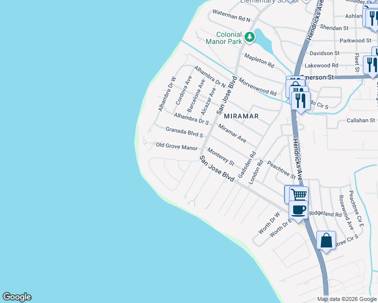 map of restaurants, bars, coffee shops, grocery stores, and more near 938 Old Grove Manor in Jacksonville