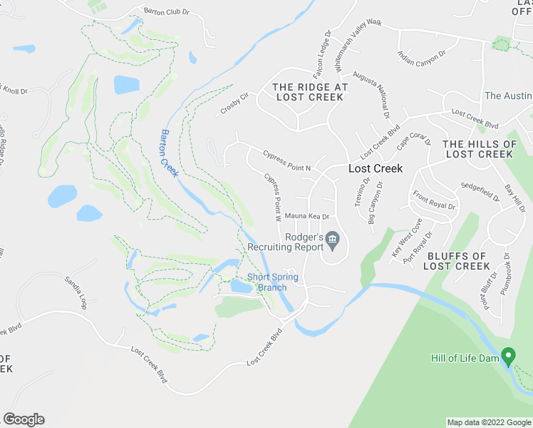 map of restaurants, bars, coffee shops, grocery stores, and more near 2002 Cypress Point West in Austin