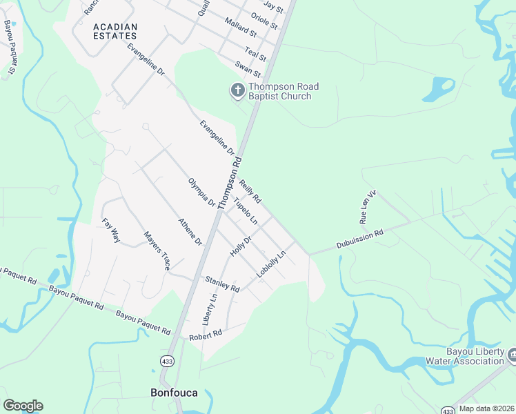 map of restaurants, bars, coffee shops, grocery stores, and more near 34057 Tupelo Lane in Slidell