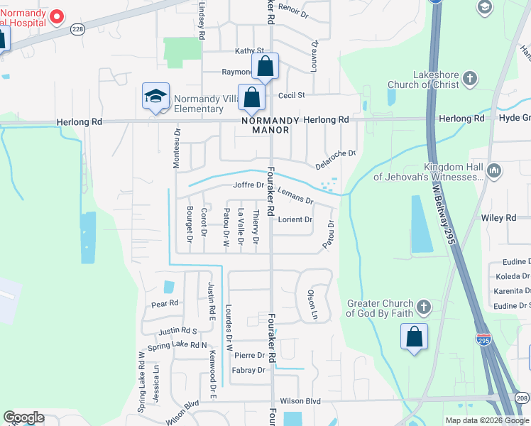 map of restaurants, bars, coffee shops, grocery stores, and more near 2156 Fouraker Road in Jacksonville