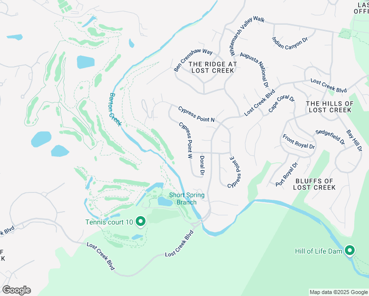 map of restaurants, bars, coffee shops, grocery stores, and more near 2002 Cypress Point West in Austin