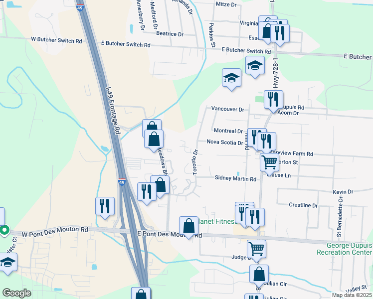 map of restaurants, bars, coffee shops, grocery stores, and more near 211 Buttercup Drive in Lafayette