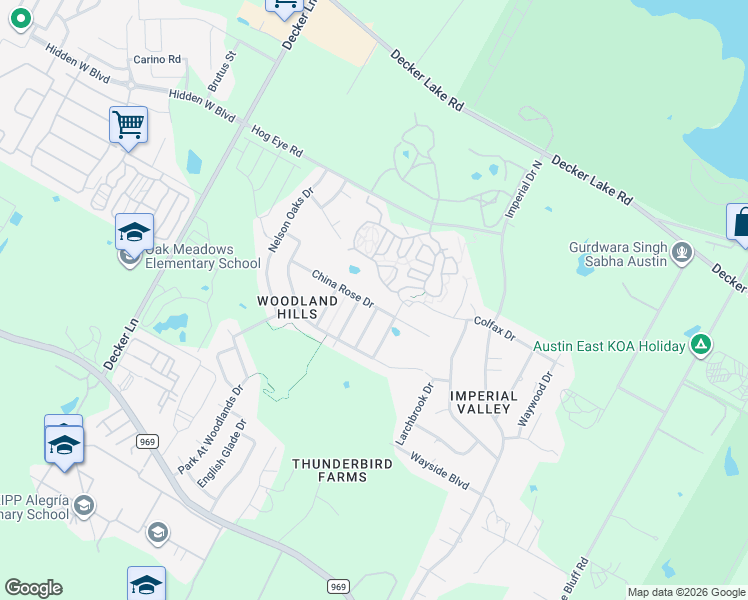 map of restaurants, bars, coffee shops, grocery stores, and more near 5808 Knoll Pines Pass in Austin