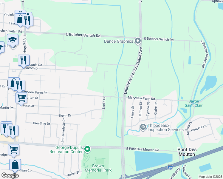 map of restaurants, bars, coffee shops, grocery stores, and more near 605 Maryview Farm Road in Lafayette
