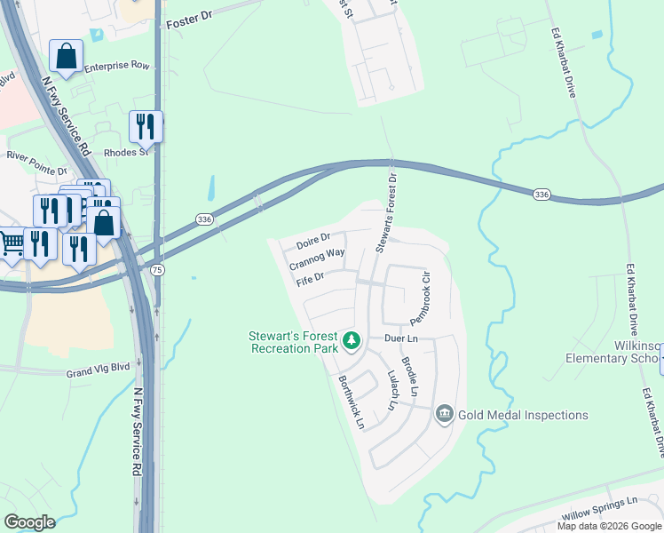 map of restaurants, bars, coffee shops, grocery stores, and more near 965 Fife Drive in Conroe