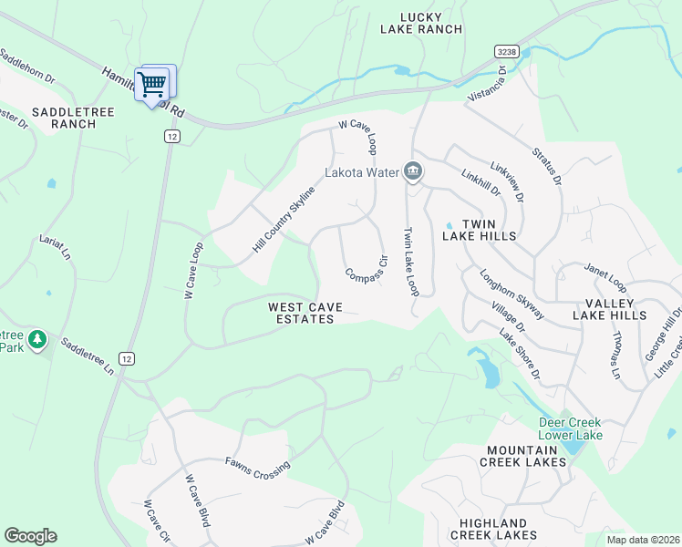 map of restaurants, bars, coffee shops, grocery stores, and more near 18134 Compass Circle in Dripping Springs