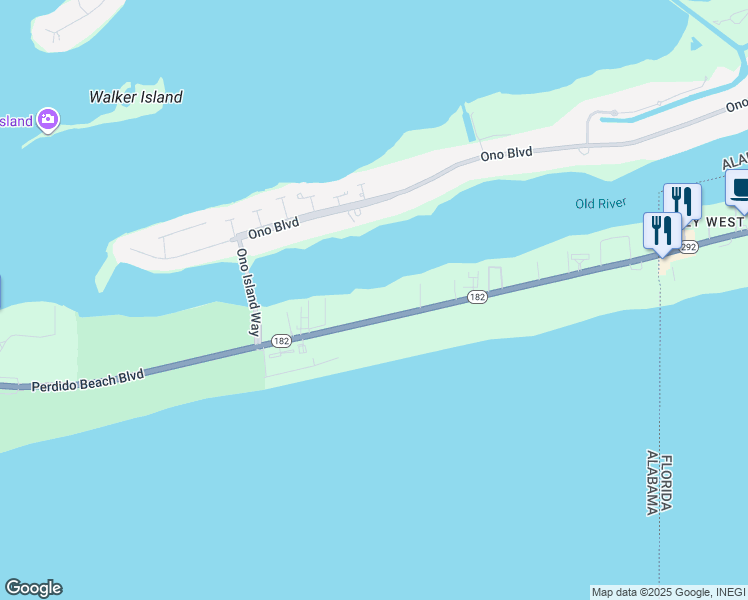 map of restaurants, bars, coffee shops, grocery stores, and more near 28929 Perdido Beach Boulevard in Orange Beach