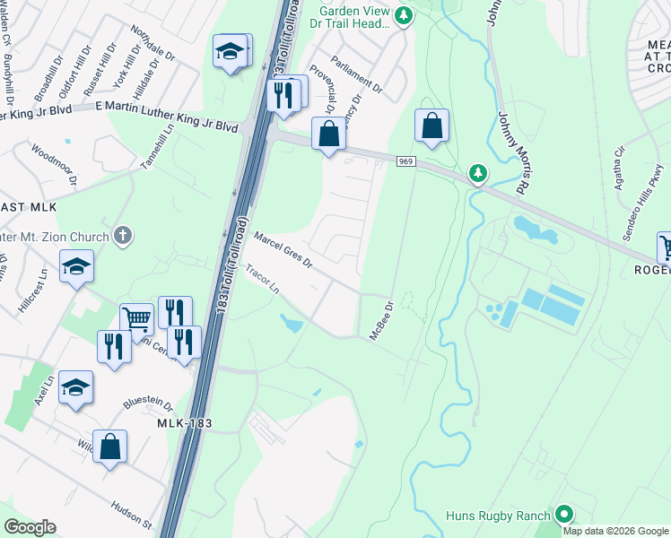 map of restaurants, bars, coffee shops, grocery stores, and more near 4511 Little Hill Circle in Austin