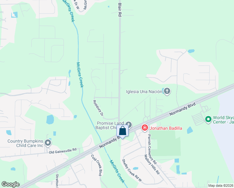 map of restaurants, bars, coffee shops, grocery stores, and more near 2043 Timber Creek Court North in Jacksonville