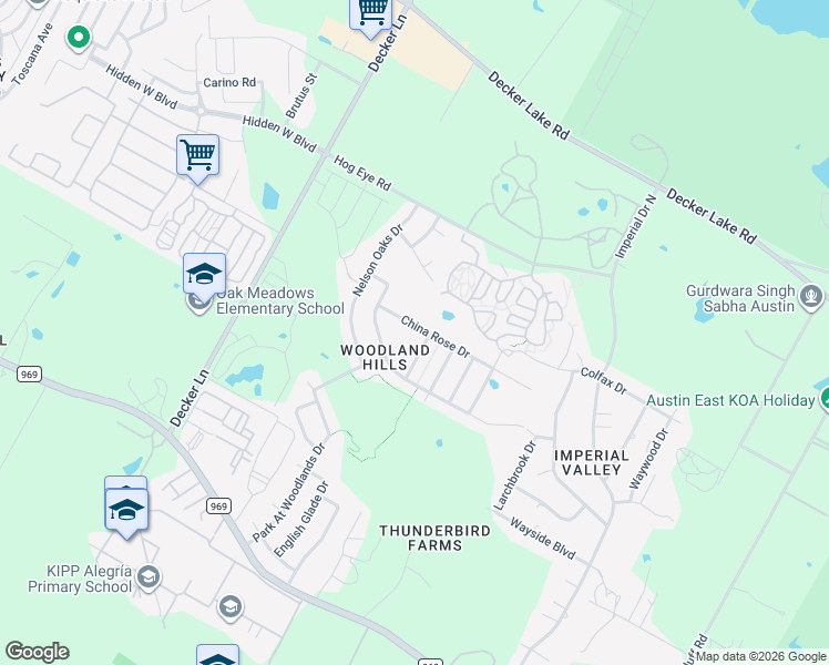 map of restaurants, bars, coffee shops, grocery stores, and more near 9012 China Rose Drive in Austin