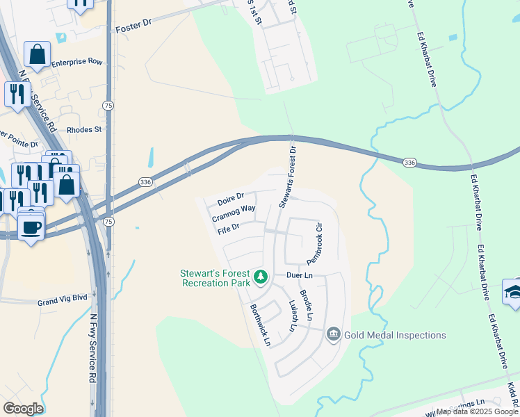 map of restaurants, bars, coffee shops, grocery stores, and more near 1807 Chanty Way in Conroe
