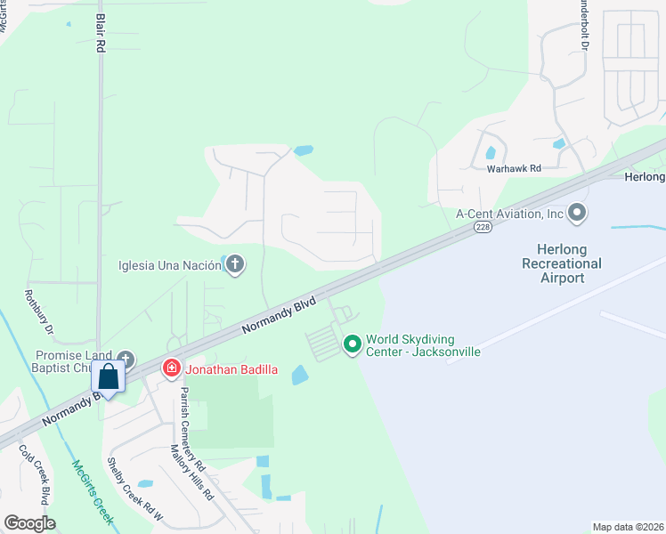 map of restaurants, bars, coffee shops, grocery stores, and more near 9850 Patriot Ridge Drive in Jacksonville
