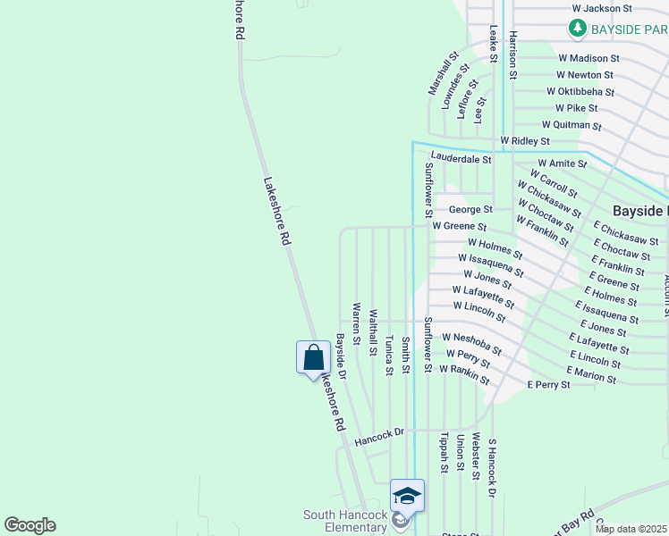 map of restaurants, bars, coffee shops, grocery stores, and more near 7349 Bayside Drive in Bay St. Louis
