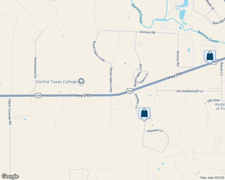 map of restaurants, bars, coffee shops, grocery stores, and more near 1419 Royal Oaks Loop in Fredericksburg