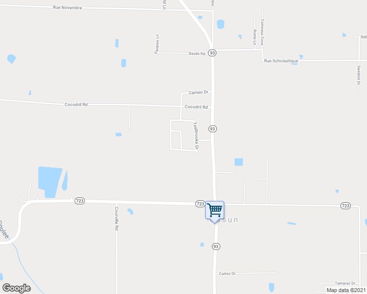map of restaurants, bars, coffee shops, grocery stores, and more near 110 Regal Oaks Drive in Scott
