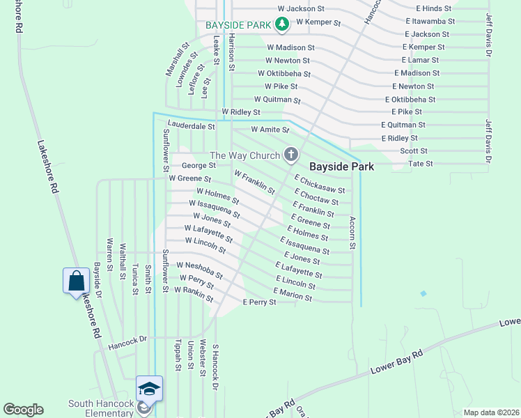 map of restaurants, bars, coffee shops, grocery stores, and more near 6198 West Holmes Street in Bay St. Louis