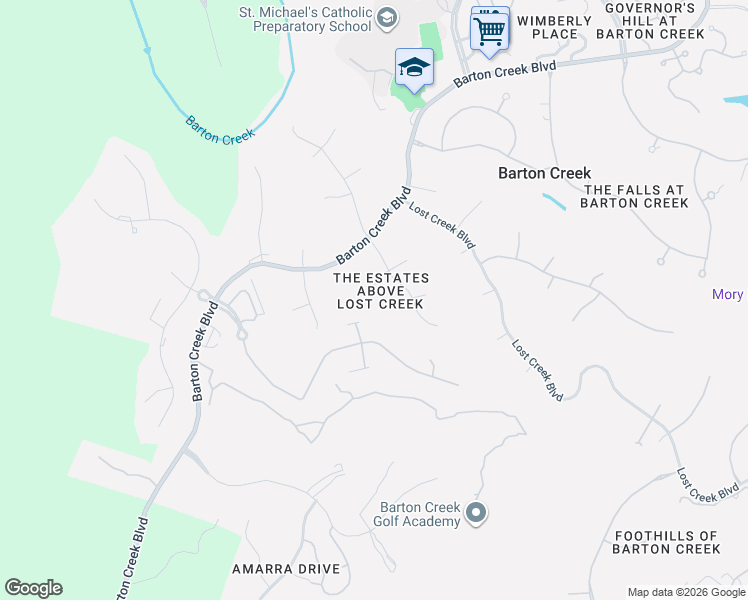 map of restaurants, bars, coffee shops, grocery stores, and more near 8807 Smoketree Cove in Austin