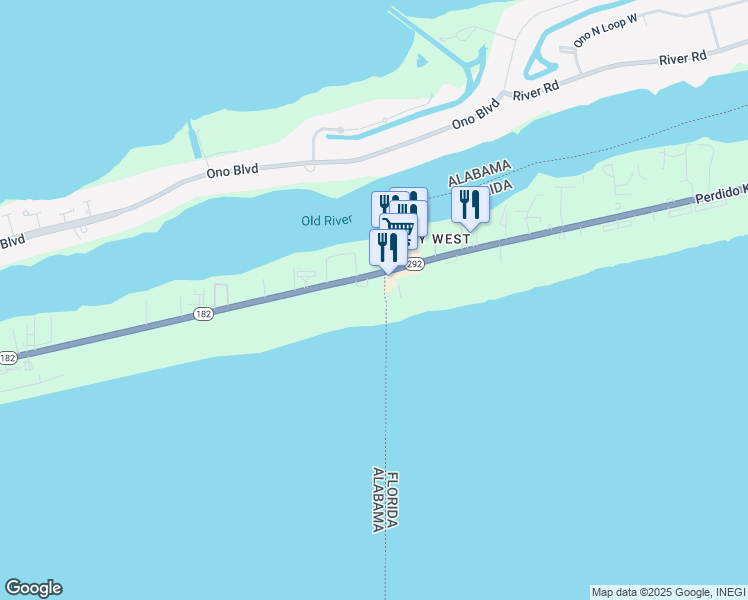 map of restaurants, bars, coffee shops, grocery stores, and more near 29601 Perdido Beach Boulevard in Orange Beach