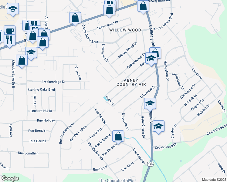 map of restaurants, bars, coffee shops, grocery stores, and more near 40598 Ranch Road in Slidell