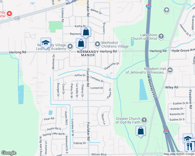 map of restaurants, bars, coffee shops, grocery stores, and more near 7951 Lemans Drive in Jacksonville