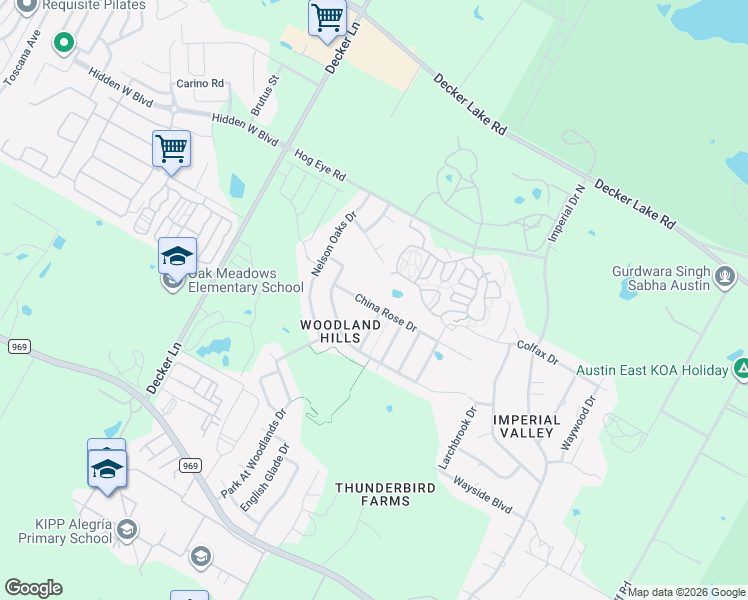 map of restaurants, bars, coffee shops, grocery stores, and more near 9012 China Rose Drive in Austin