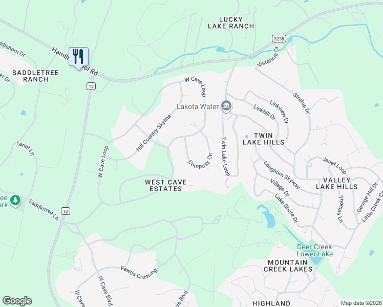 map of restaurants, bars, coffee shops, grocery stores, and more near 18134 Compass Circle in Dripping Springs