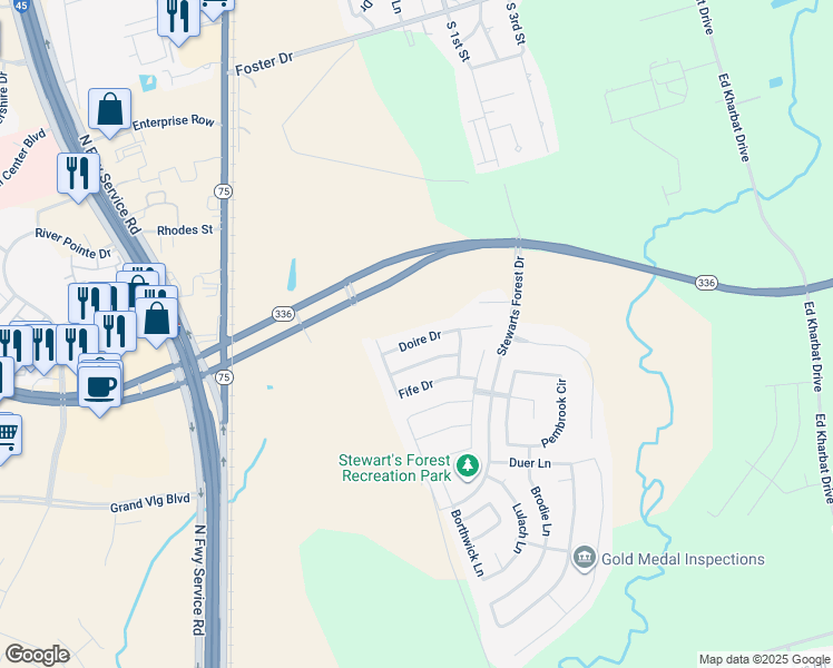 map of restaurants, bars, coffee shops, grocery stores, and more near 954 Doire Drive in Conroe