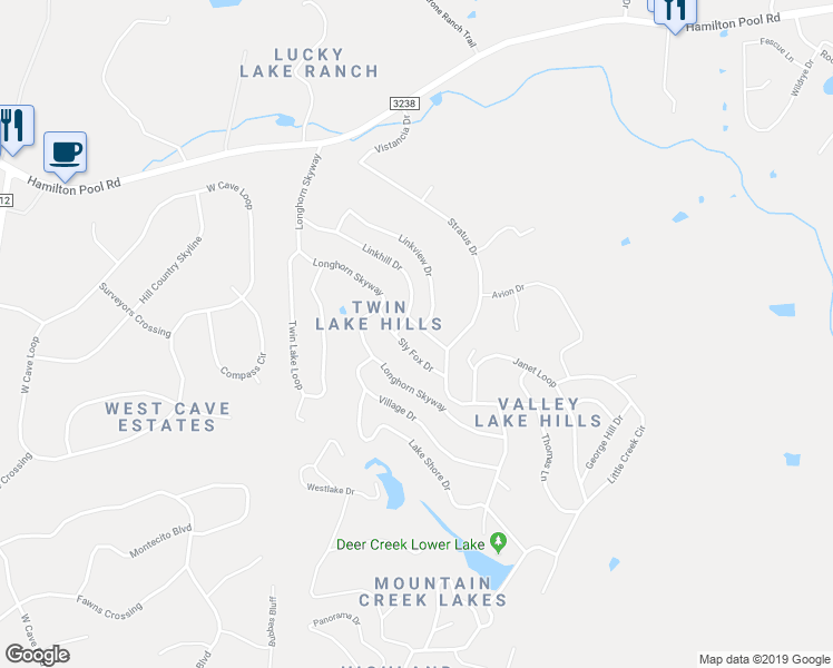 map of restaurants, bars, coffee shops, grocery stores, and more near 17707 Linkwood Drive in Dripping Springs