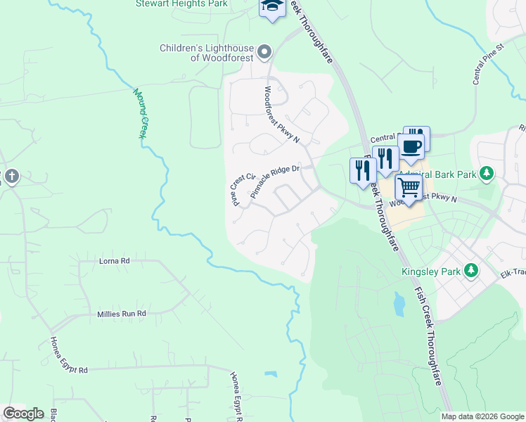 map of restaurants, bars, coffee shops, grocery stores, and more near 115 Colina Vista Way in Montgomery