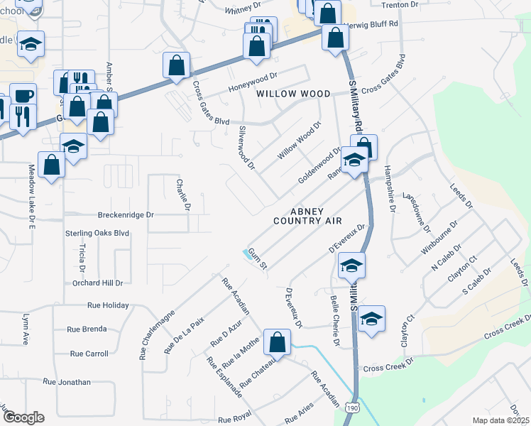 map of restaurants, bars, coffee shops, grocery stores, and more near 232 Goldenwood Drive in Slidell