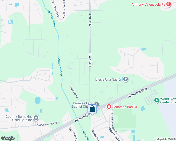 map of restaurants, bars, coffee shops, grocery stores, and more near 1985 Logging Lane in Jacksonville