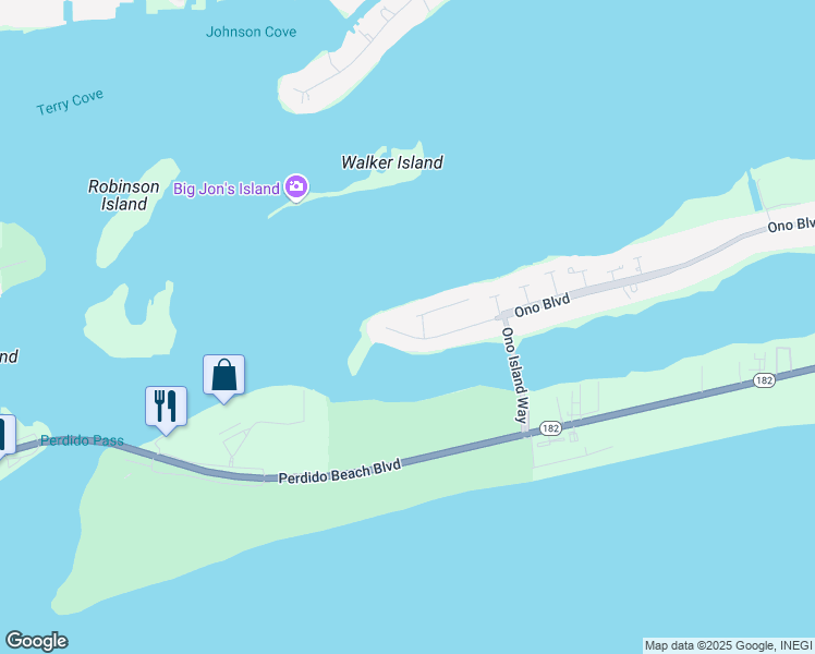 map of restaurants, bars, coffee shops, grocery stores, and more near 28488 Perdido Pass Dr in Orange Beach
