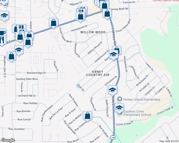 map of restaurants, bars, coffee shops, grocery stores, and more near 40665 Ranch Road in Slidell