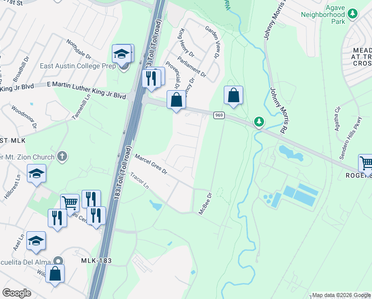 map of restaurants, bars, coffee shops, grocery stores, and more near 4703 Little Hill Circle in Austin