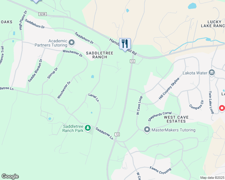 map of restaurants, bars, coffee shops, grocery stores, and more near 116 Horseshoe Drive in Dripping Springs