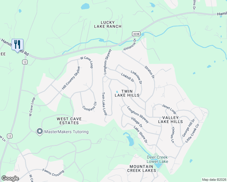 map of restaurants, bars, coffee shops, grocery stores, and more near 10102 Twin Lake Loop in Dripping Springs