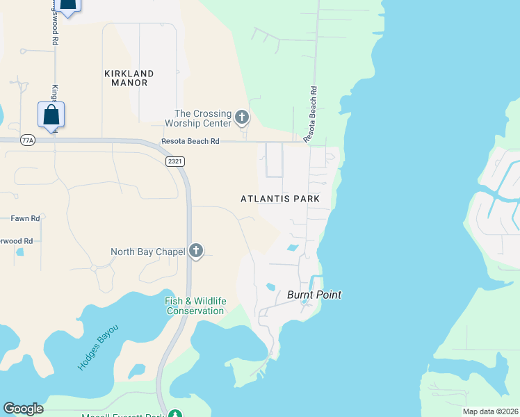 map of restaurants, bars, coffee shops, grocery stores, and more near 3700 Atlantis Drive in Panama City