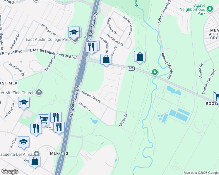 map of restaurants, bars, coffee shops, grocery stores, and more near 4703 Little Hill Circle in Austin