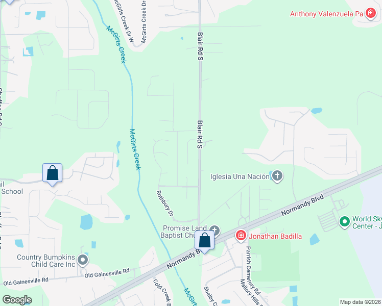 map of restaurants, bars, coffee shops, grocery stores, and more near 1985 Logging Lane in Jacksonville