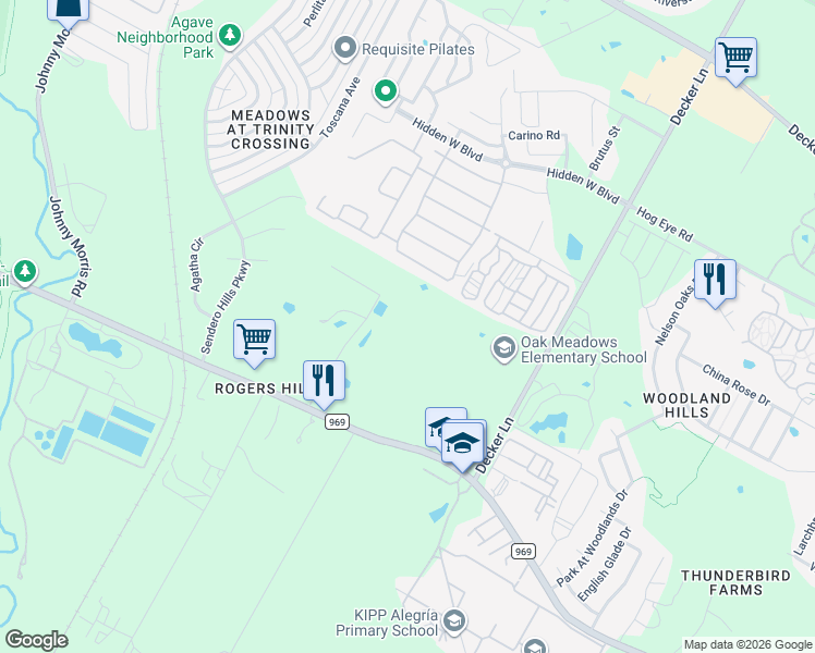 map of restaurants, bars, coffee shops, grocery stores, and more near 5505 Rogers Lane in Austin